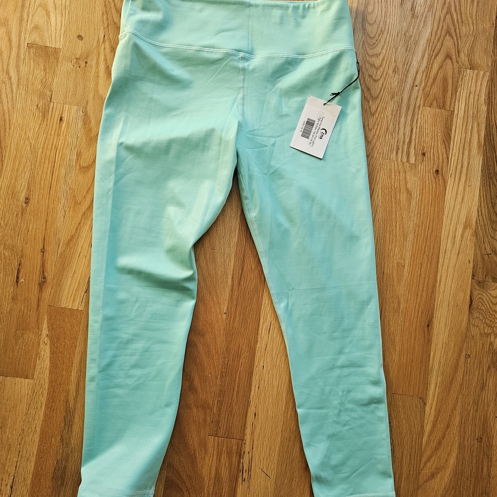 NWT ZYIA Turquoise Metallic Active Leggings